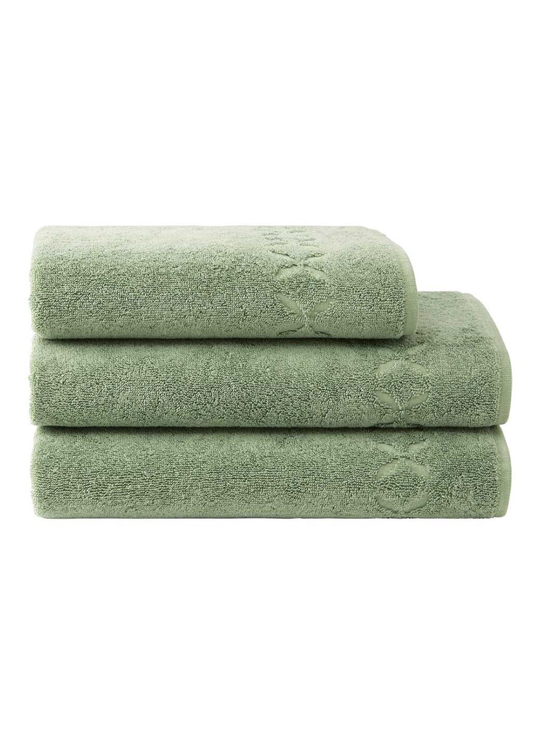 Yves Delorme Nature Amande badlaken - 550 gr/m2 - 70 x 140 cm - voorkant 2 lindegroen