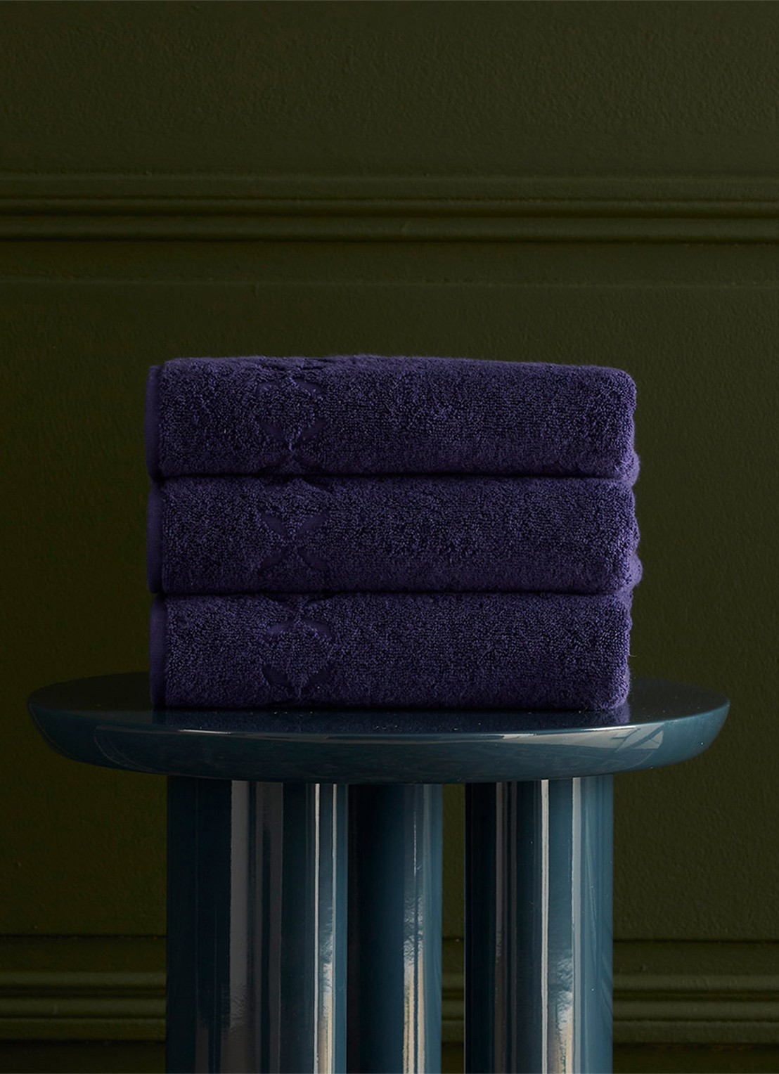 Yves Delorme Nature Amande badlaken - 550 gr/m2 - 70 x 140 cm - detail blauw