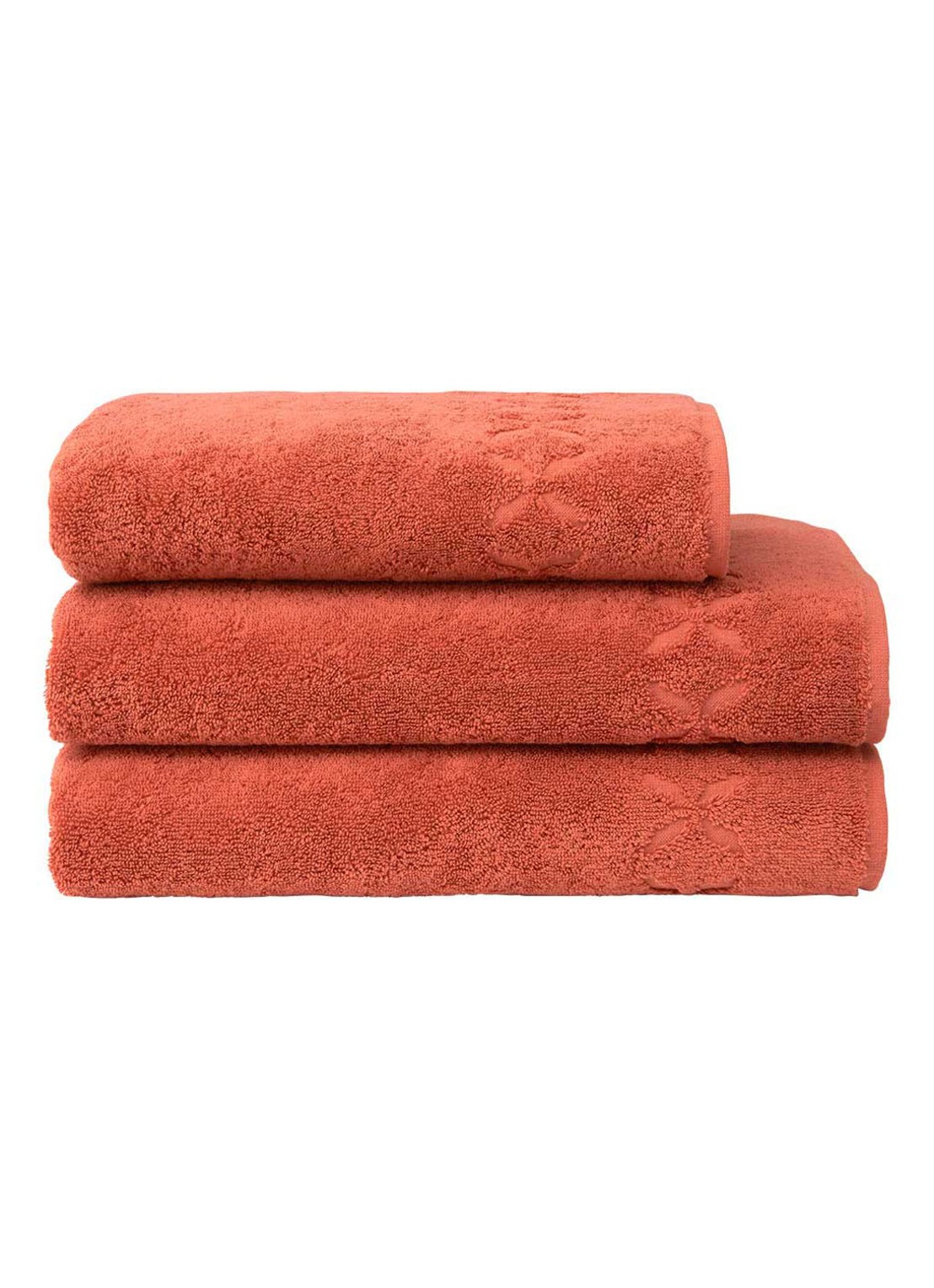 Yves Delorme Nature Amande badlaken - 550 gr/m2 - 90 x 160 cm  - voorkant 2 oranjerood
