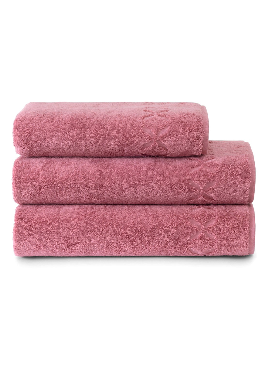 Yves Delorme Nature Amande badlaken - 550 gr/m2 - 90 x 160 cm  - achterkant roze