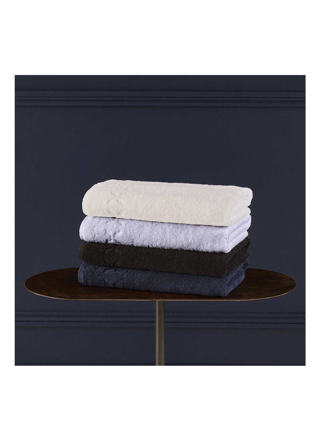 Yves Delorme Nature Amande gastendoek - 550 gr/m2 - detail 3 staalblauw