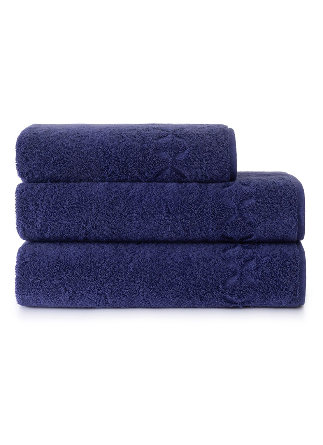 Yves Delorme Nature Amande gastendoek - 550 gr/m2 - achterkant blauw