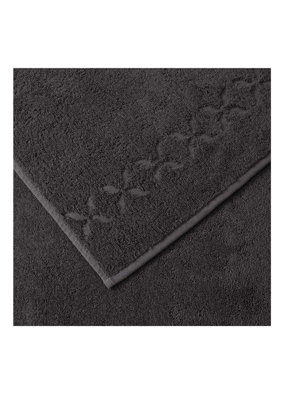 Yves Delorme Nature badhanddoek - 550 gr/m2 - 55 x 100 cm  - detail donkergrijs