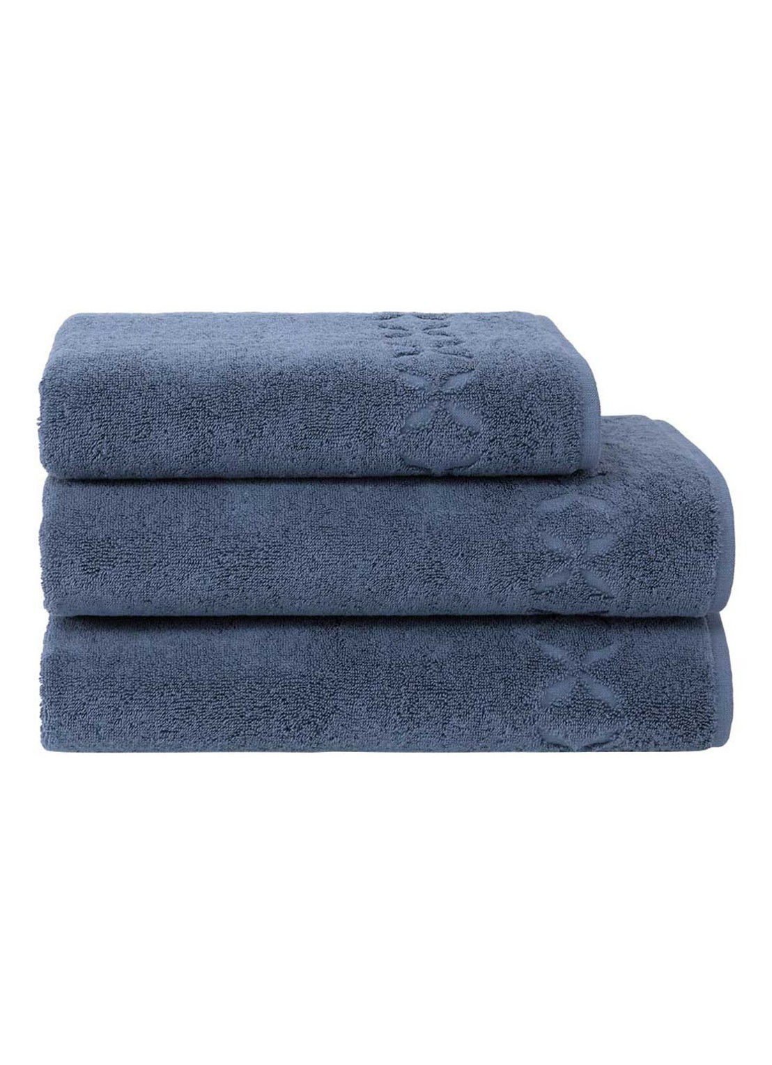 Yves Delorme Nature badhanddoek - 550 gr/m2 - 55 x 100 cm  - voorkant 2 staalblauw