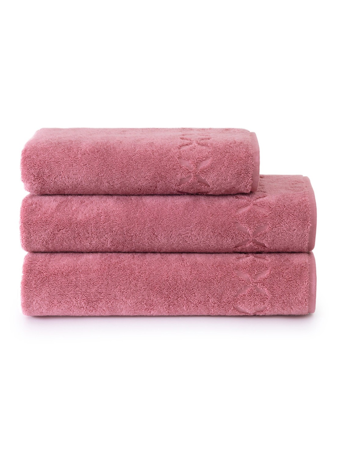 Yves Delorme Nature badhanddoek - 550 gr/m2 - 55 x 100 cm  - achterkant 4 roze