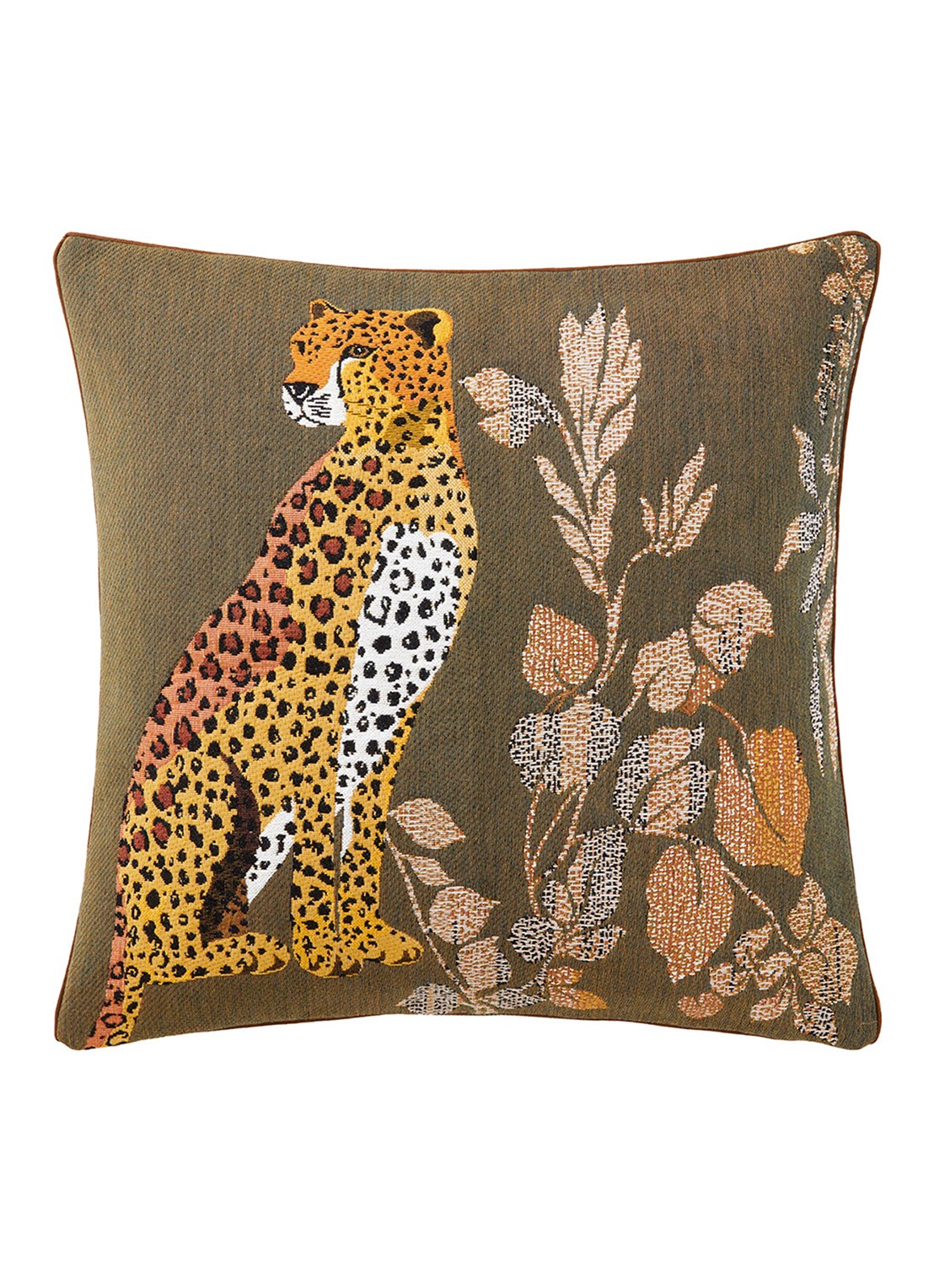 Yves Delorme Ophelia sierkussenhoes 45 x 45 cm - voorkant 2 bronsgroen