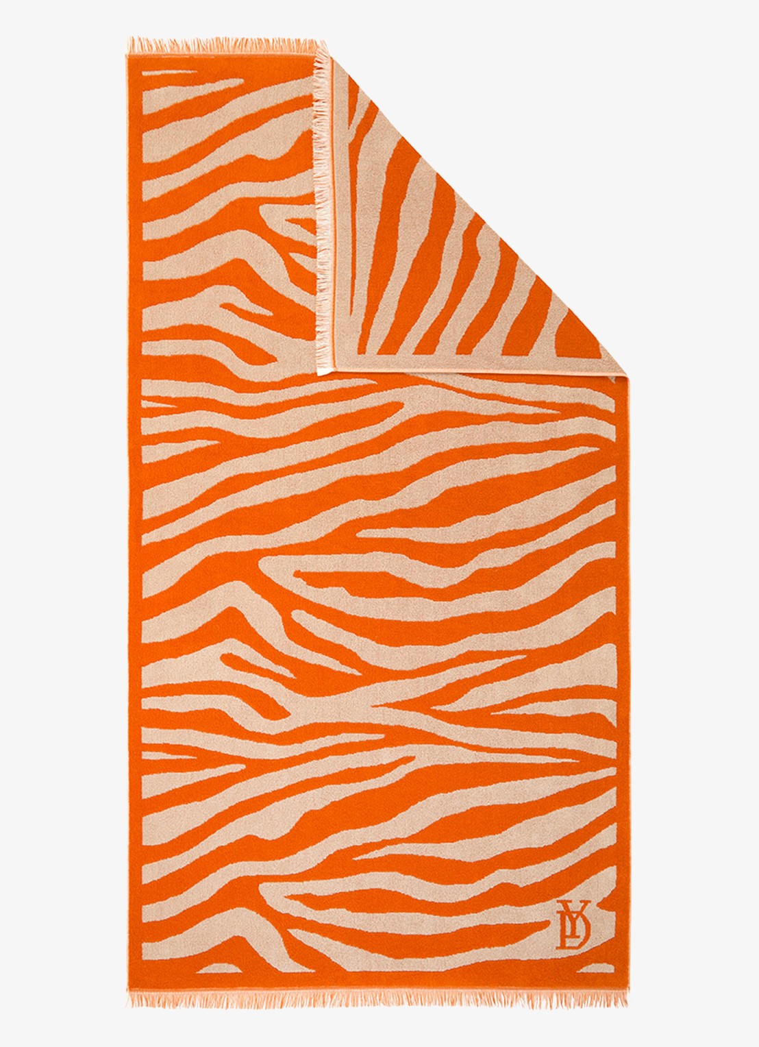 Yves Delorme Pampa strandlaken van  katoen 90 x 160 cm - voorkant 2 oranje