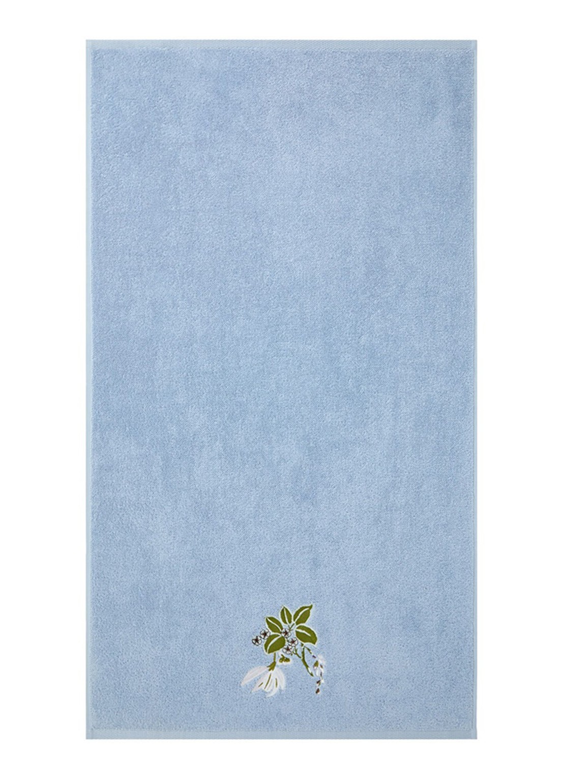 Yves Delorme Rameau badhanddoek - 450 gr/m2 - 55 x 100 cm - voorkant 3 lichtblauw
