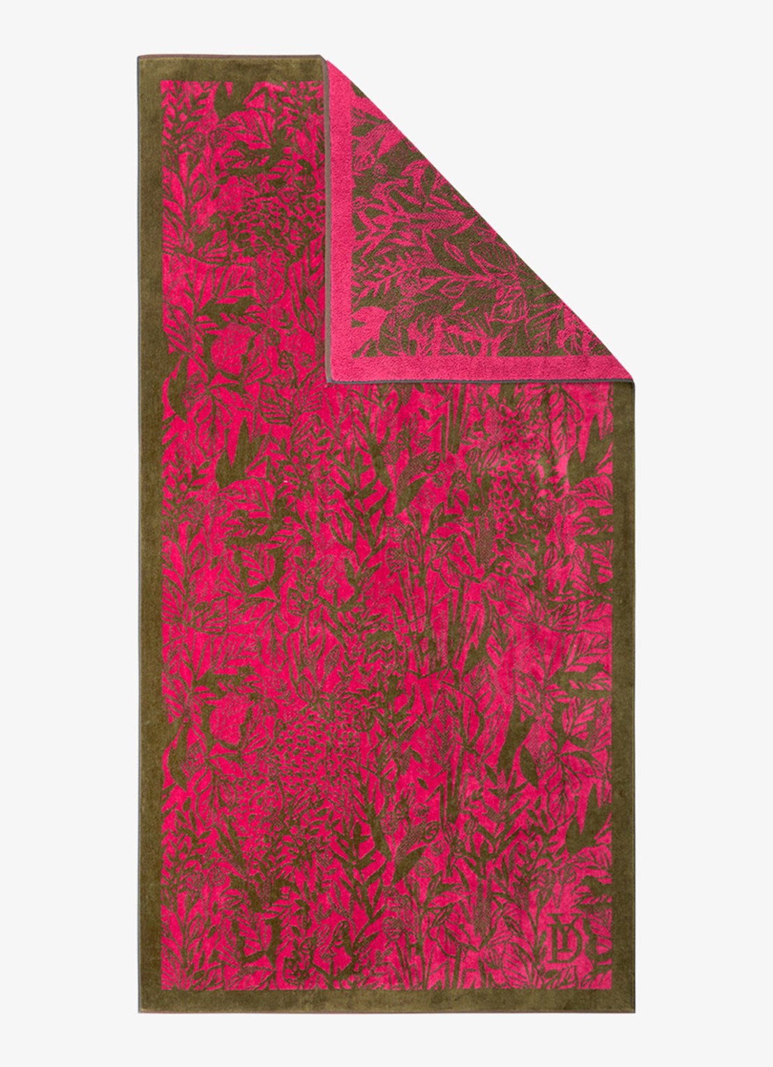 Yves Delorme Sao strandlaken van  katoen 90 x 160 cm - voorkant 3 donkerroze