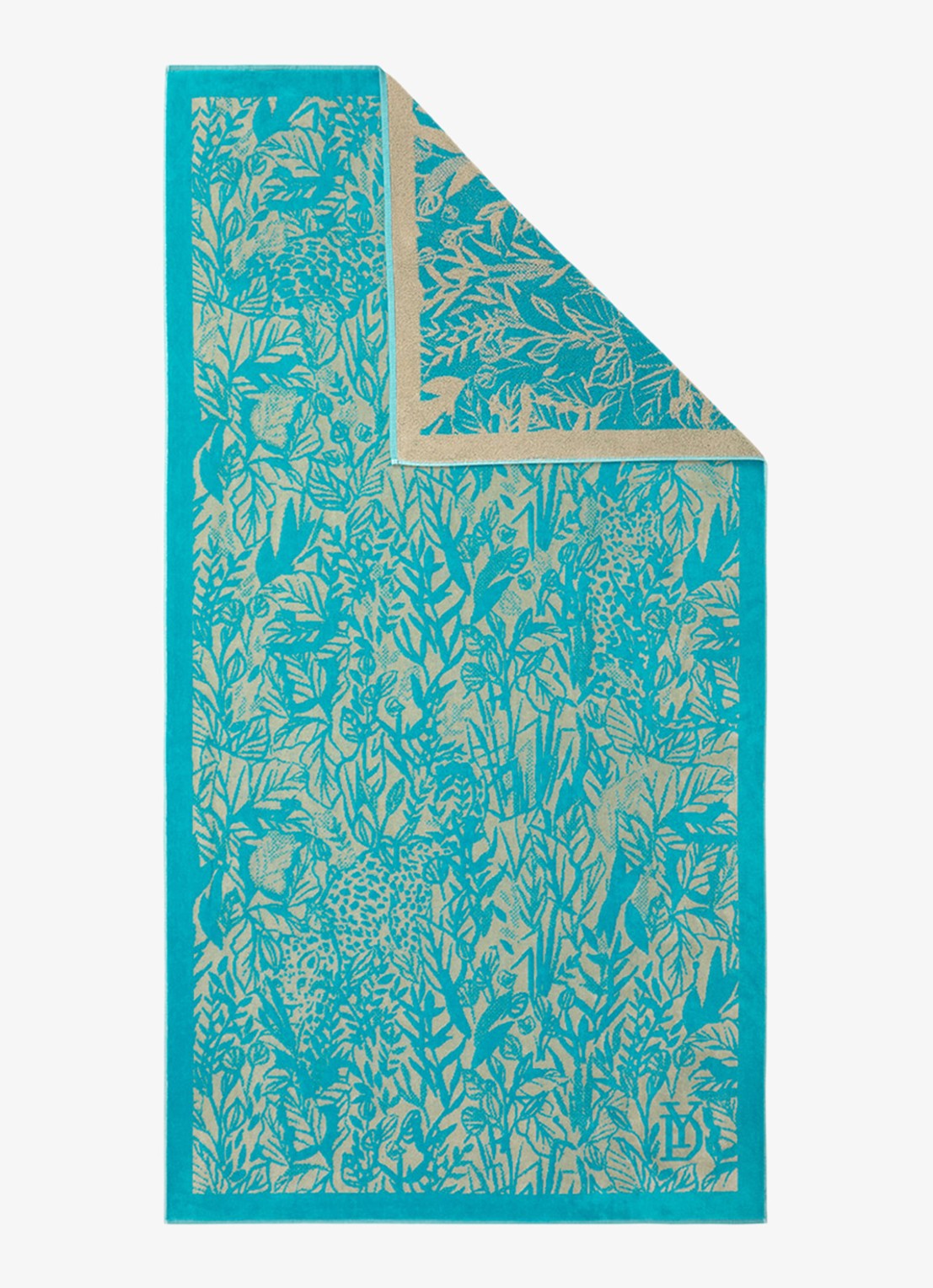 Yves Delorme Sao strandlaken van  katoen 90 x 160 cm - voorkant 3 turquoise