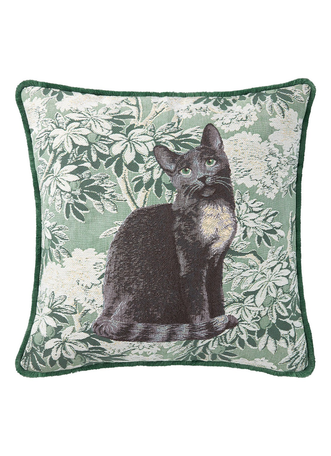 Yves Delorme Scarlett sierkussenhoes 45 x 45 cm - voorkant 4 groen