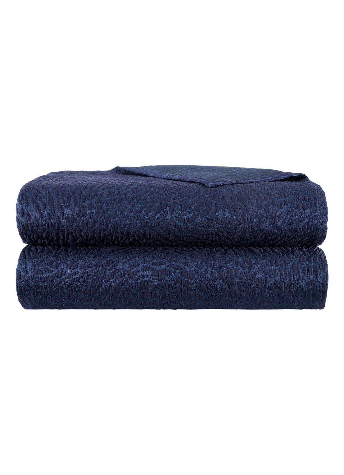 Yves Delorme Souvenir bedsprei in katoenblend - voorkant 3 donkerblauw
