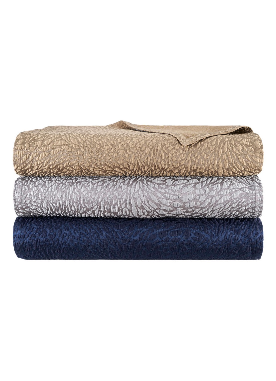 Yves Delorme Souvenir bedsprei in katoenblend - voorkant 4 donkerblauw