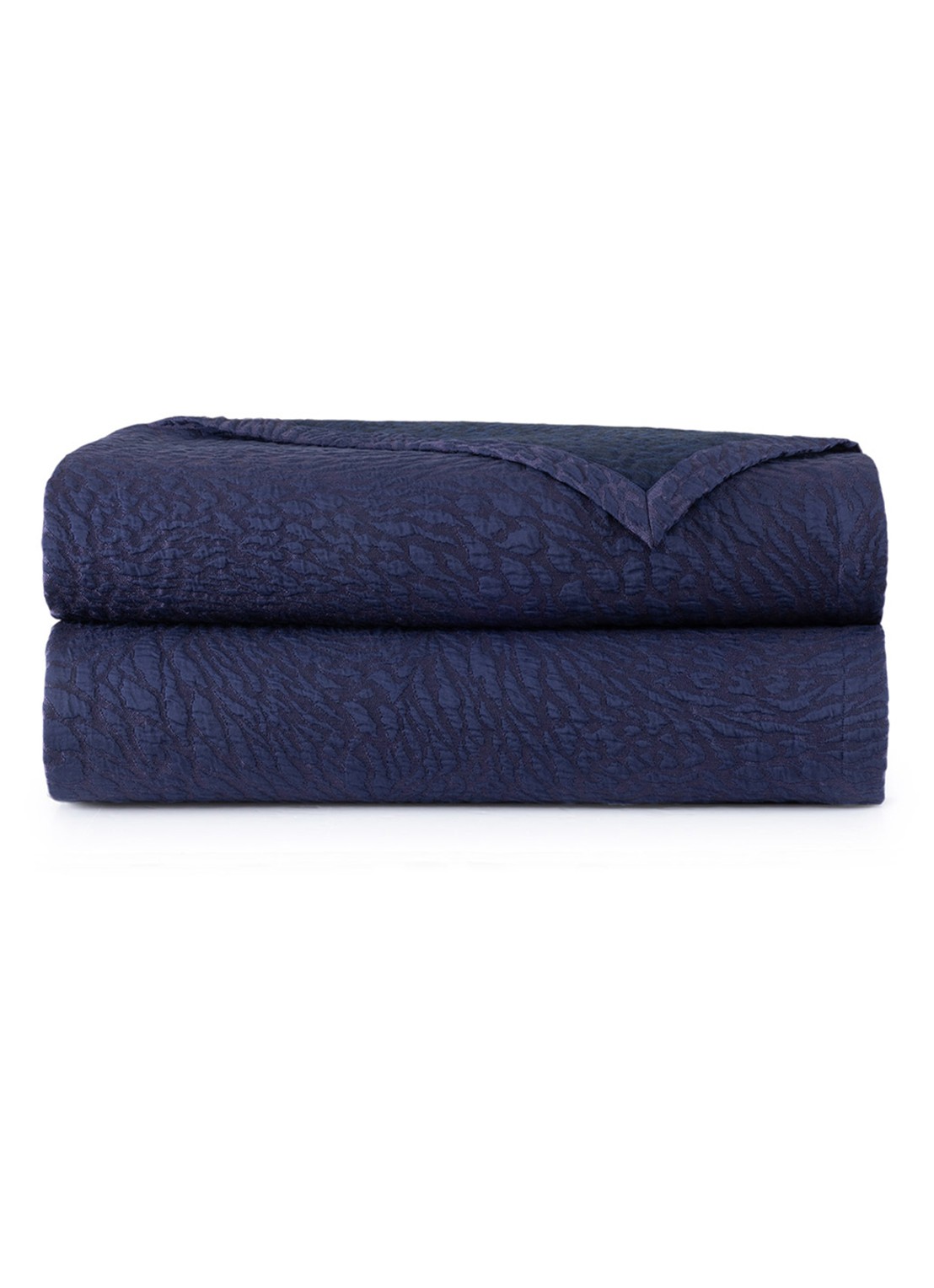 Yves Delorme Souvenir bedsprei in katoenblend - voorkant 3 staalblauw