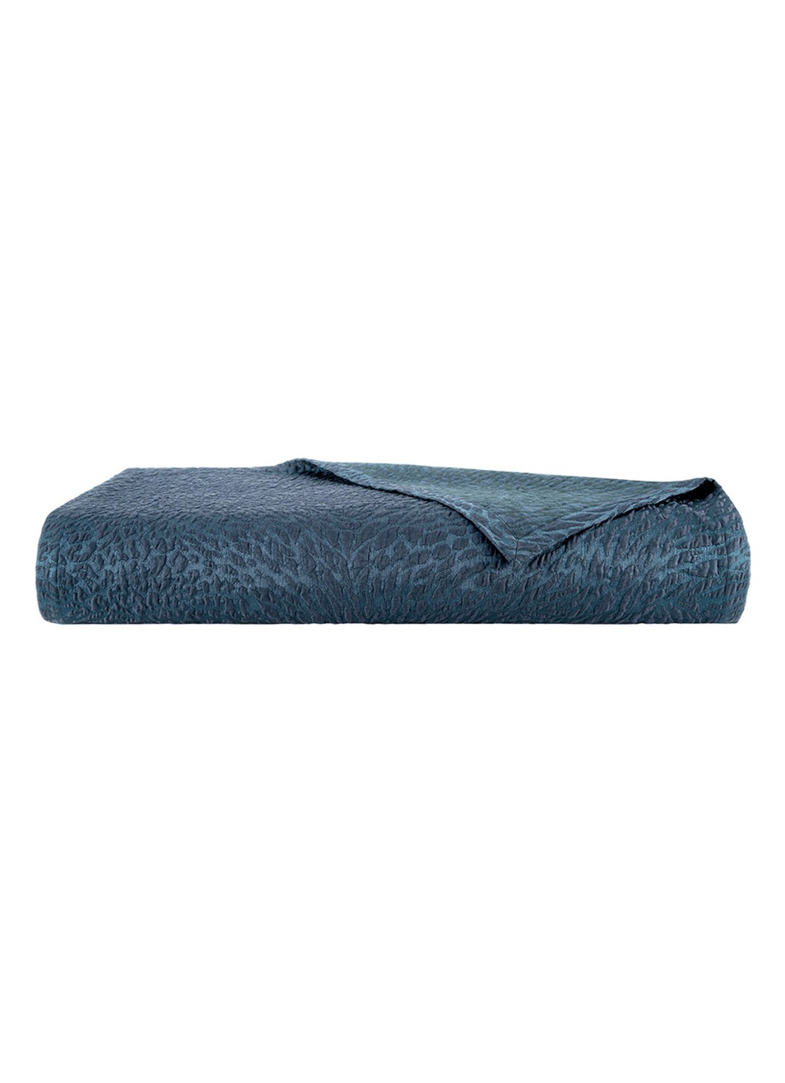 Yves Delorme Souvenir bedsprei in katoenblend - voorkant petrol