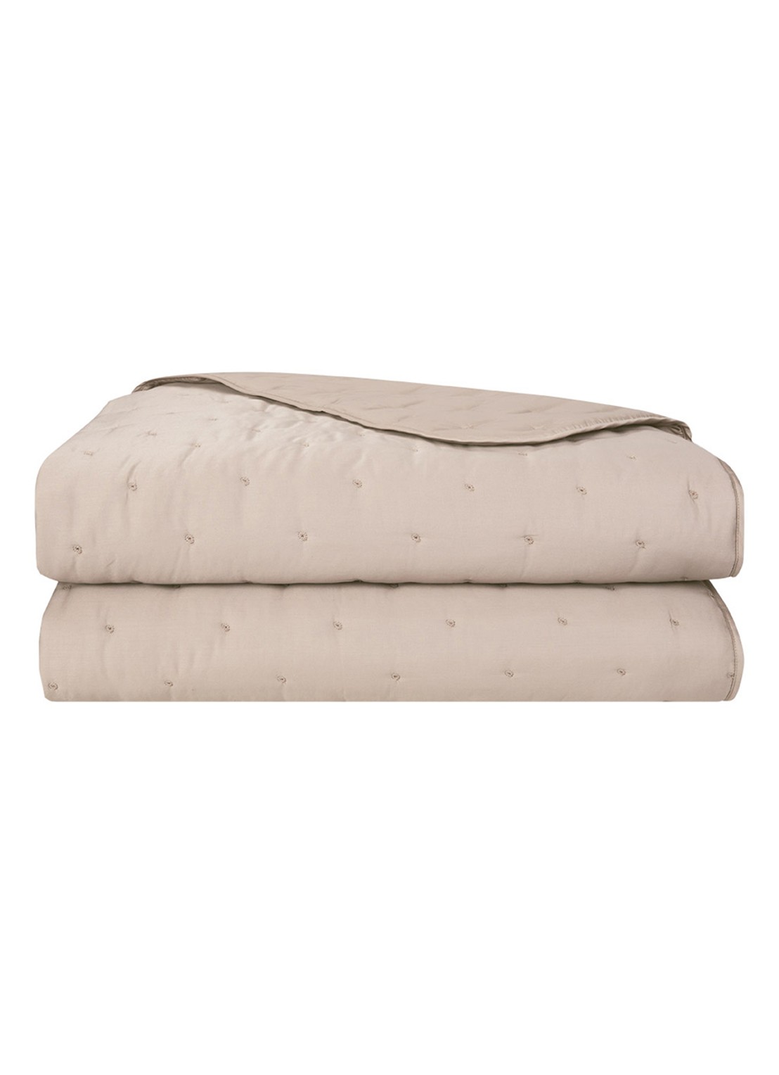 Yves Delorme Triomphe bedsprei van katoensatijn - voorkant beige