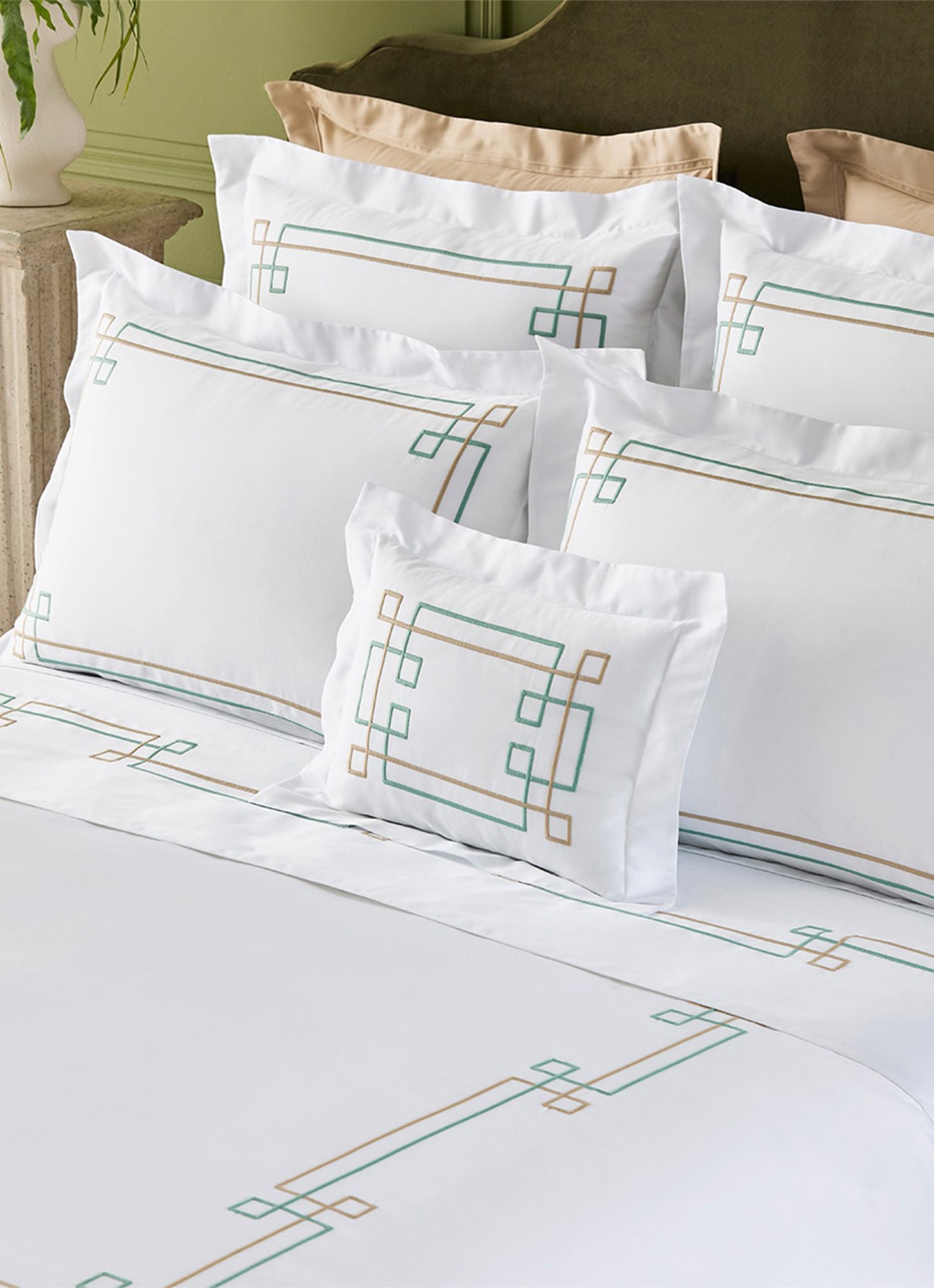 Yves Delorme Villa kussensloop - detail 5 wit