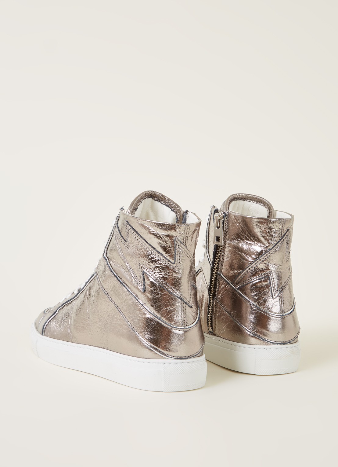 Zadig&Voltaire 1747 sneaker van leer met metallic finish - detail 3 zilver
