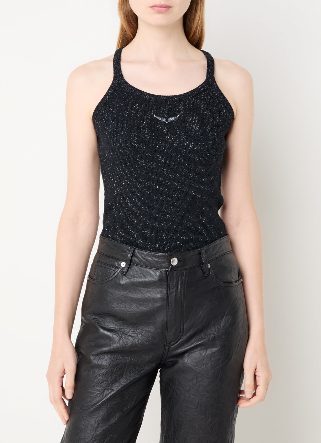 Zadig&Voltaire Alba tanktop met lurex - detail 4 zwart