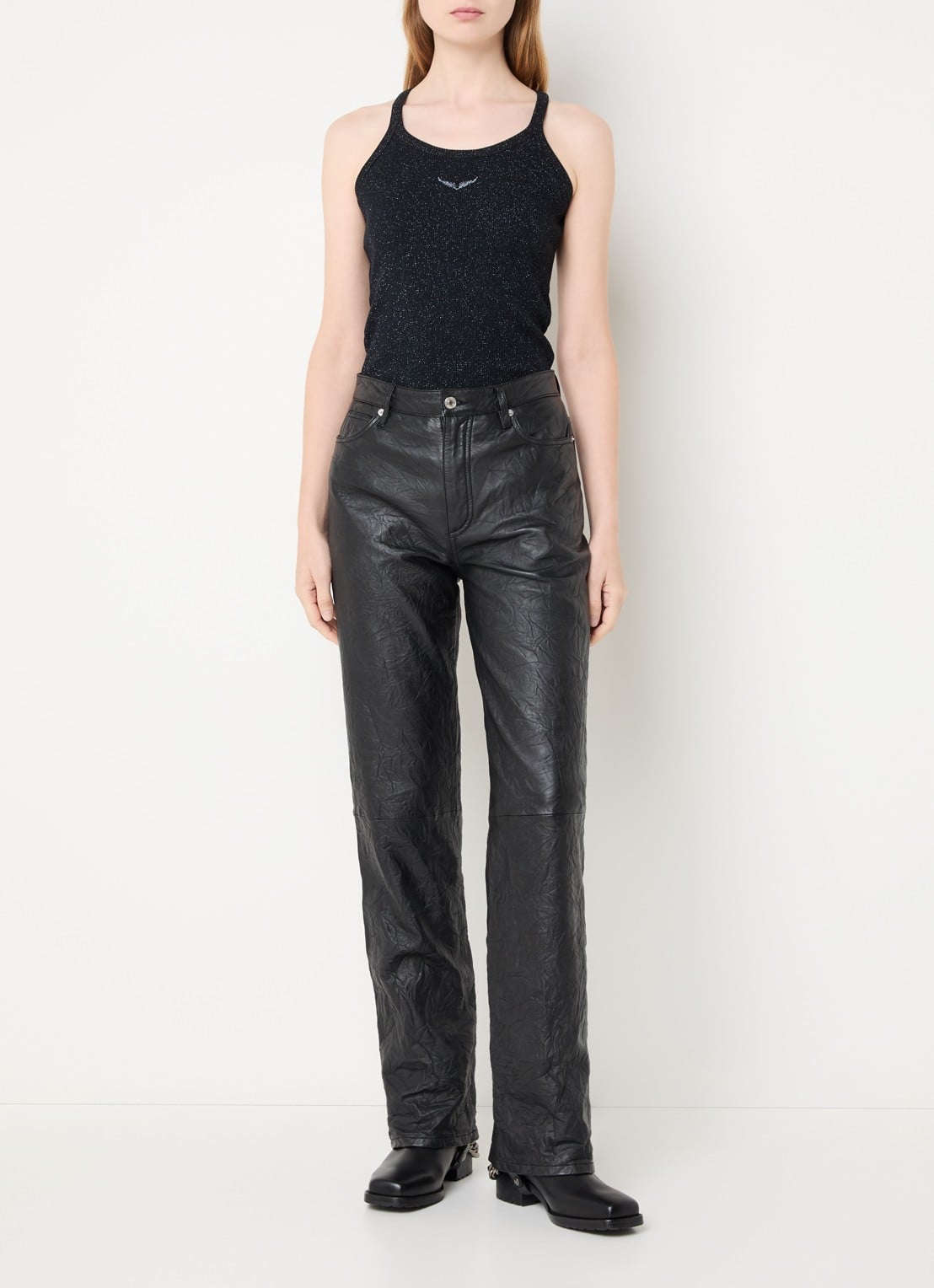 Zadig&Voltaire Alba tanktop met lurex - voorkant 2 zwart