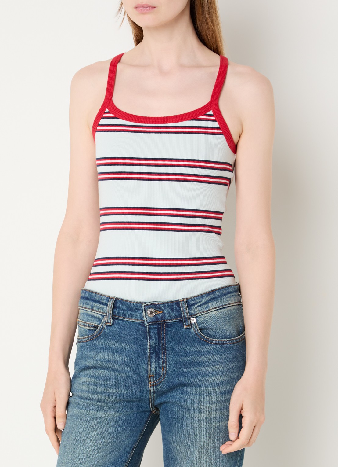 Zadig&Voltaire Albao ribgebreide tanktop met streepprint - detail 3 blauw