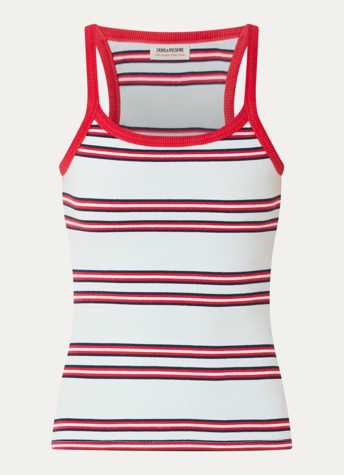 Zadig&Voltaire Albao ribgebreide tanktop met streepprint - voorkant blauw
