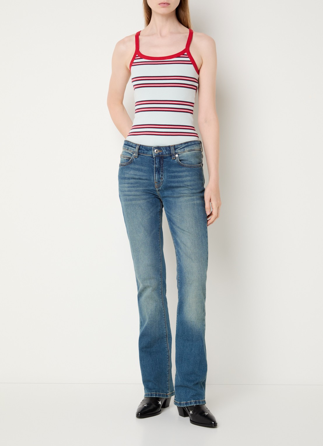 Zadig&Voltaire Albao ribgebreide tanktop met streepprint - voorkant 2 blauw
