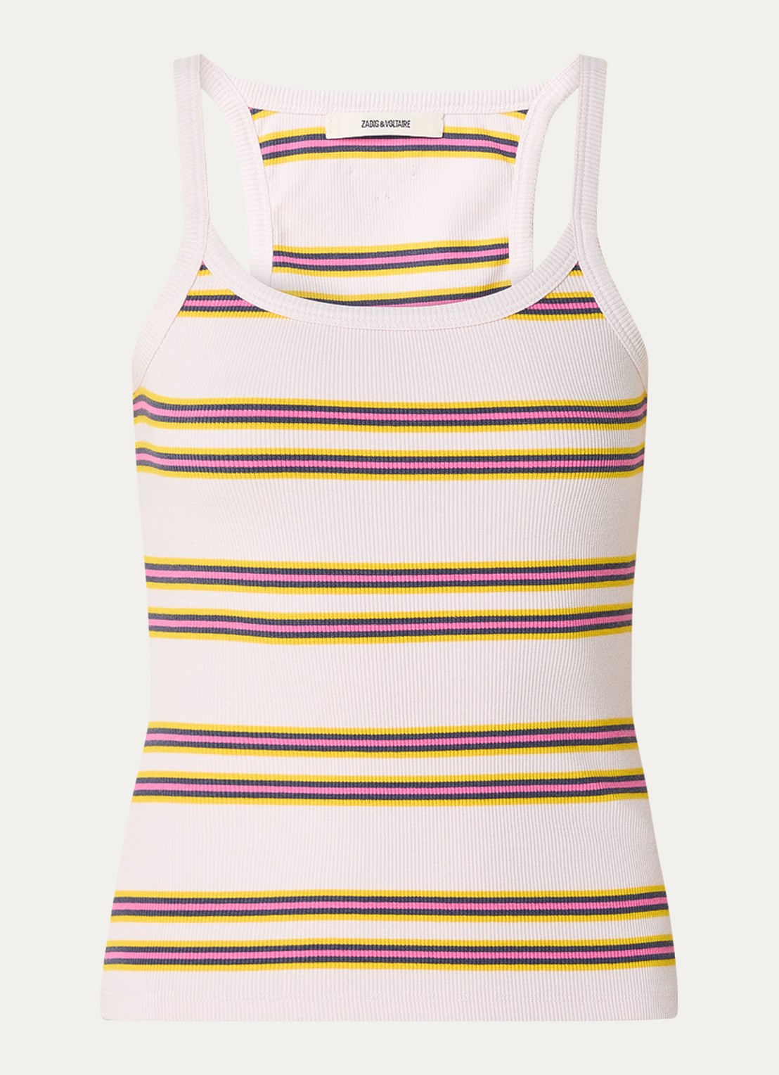 Zadig&Voltaire Albao ribgebreide tanktop met streepprint - voorkant 2 lichtroze