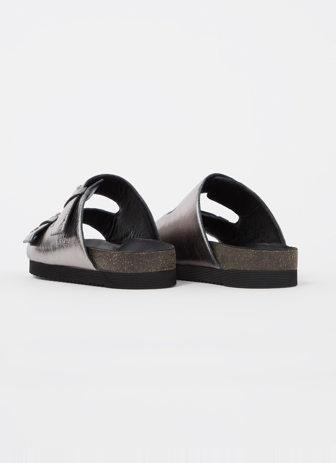 Zadig&Voltaire Alpha Vintage slipper van leer met metallic finish - detail 6 zilver