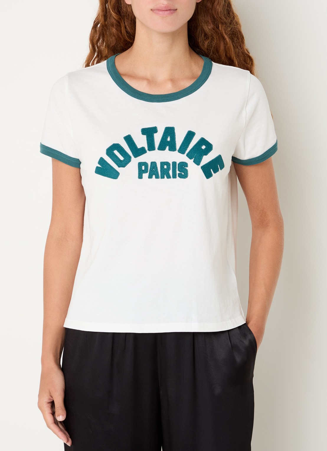 Zadig&Voltaire Alys T-shirt met logoborduring - detail gebroken wit