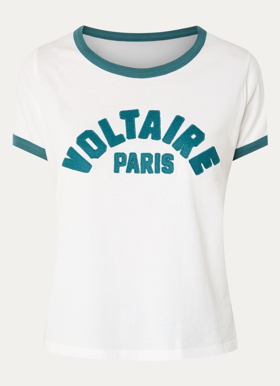 Zadig&Voltaire Alys T-shirt met logoborduring - voorkant 3 gebroken wit