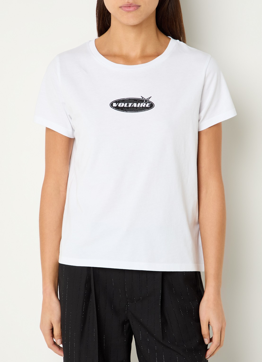 Zadig&Voltaire Alys T-shirt met logoprint en strass - detail wit