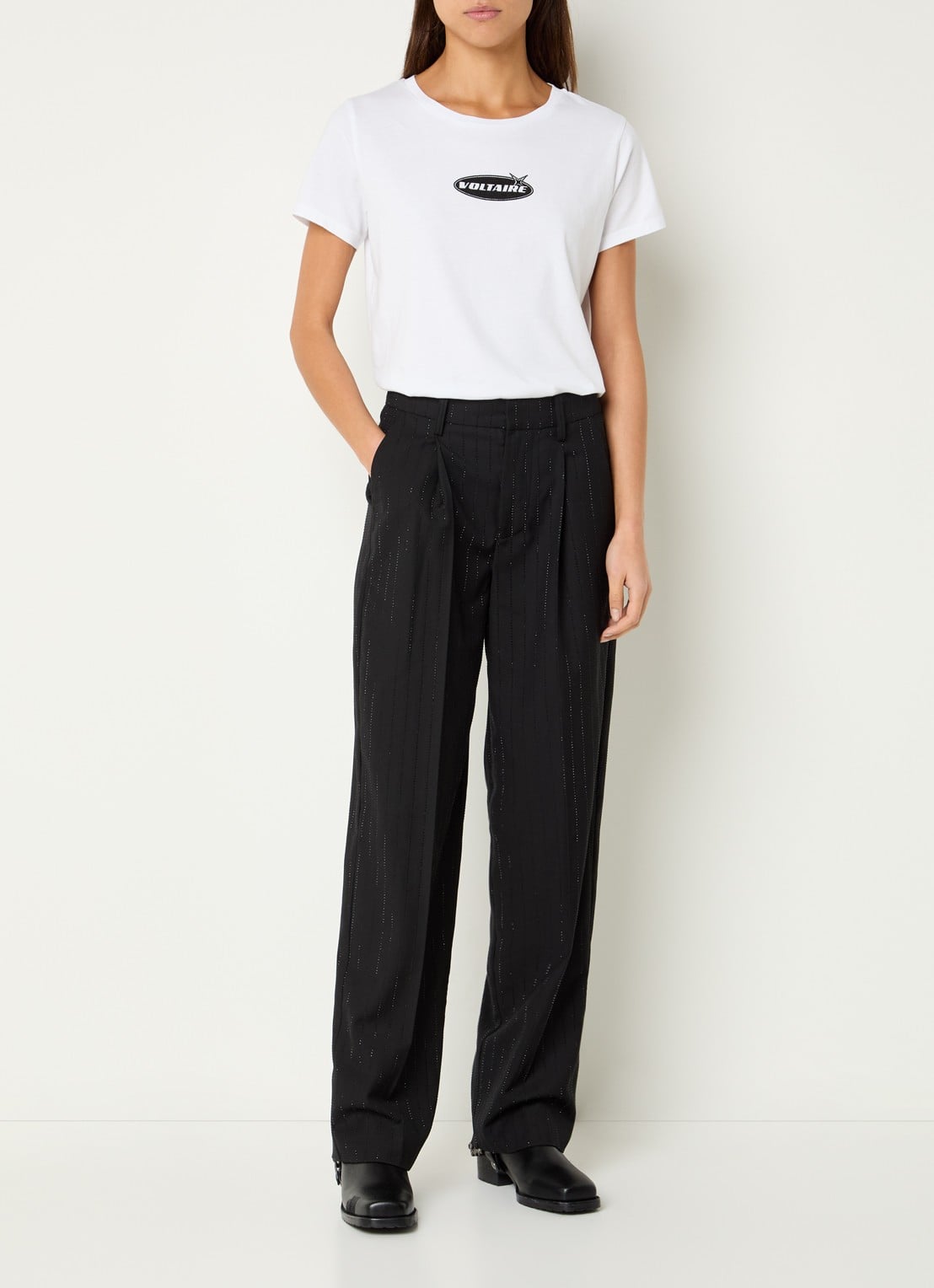 Zadig&Voltaire Alys T-shirt met logoprint en strass - voorkant 4 wit