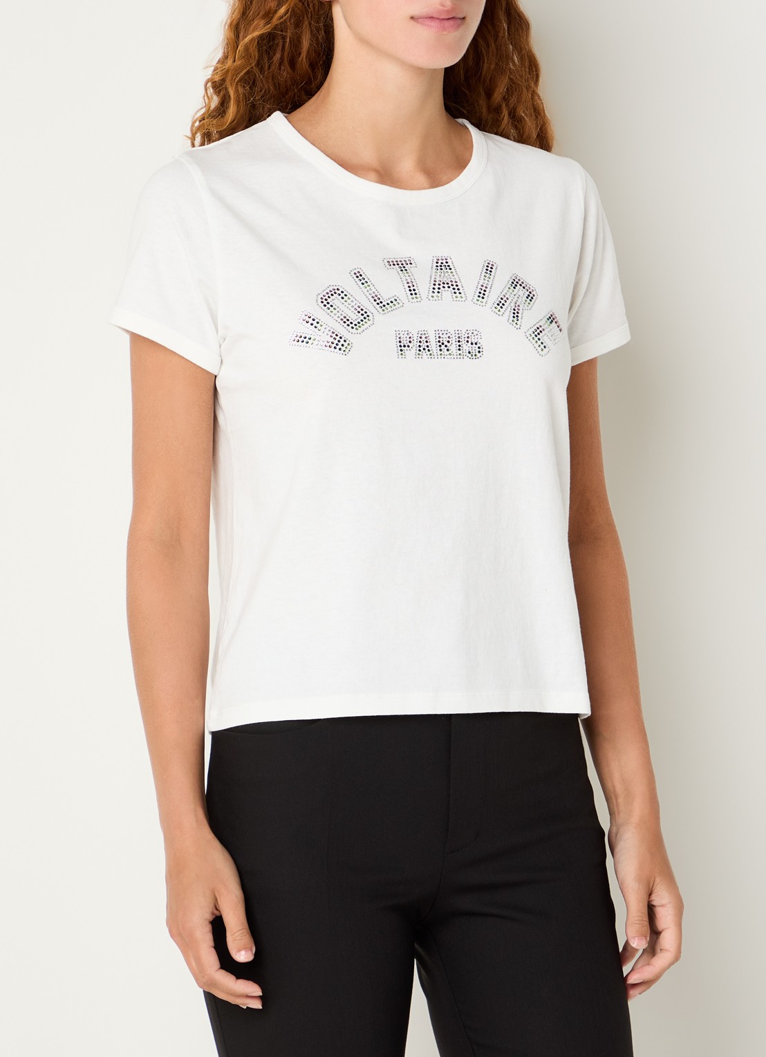Zadig&Voltaire Alyss T-shirt met strass - detail 3 gebroken wit