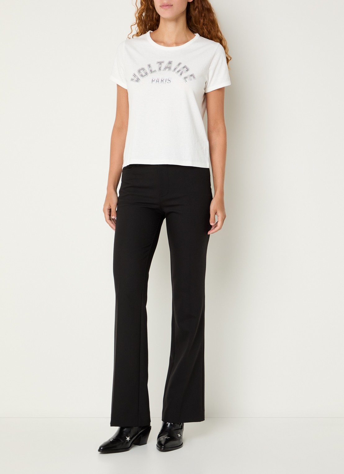 Zadig&Voltaire Alyss T-shirt met strass - voorkant 2 gebroken wit