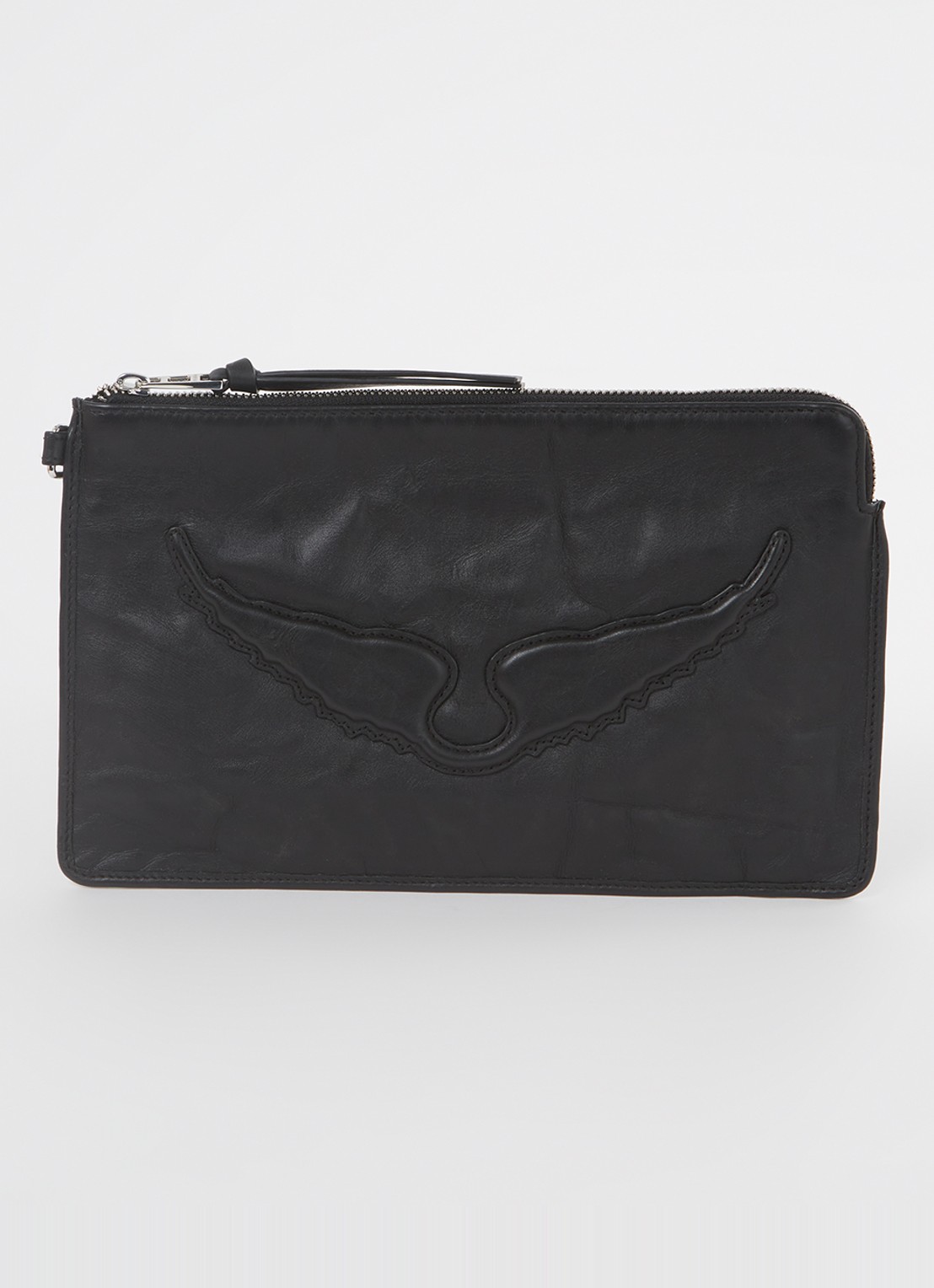 Zadig&Voltaire Angel clutch van kalfsleer - voorkant 2 zwart