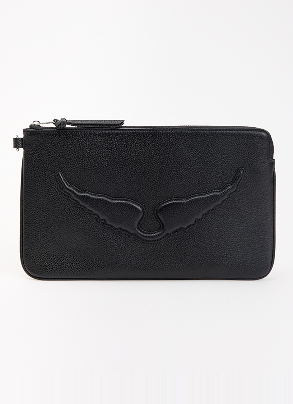 Zadig&Voltaire Angel clutch van leer met logo - voorkant 5 zwart