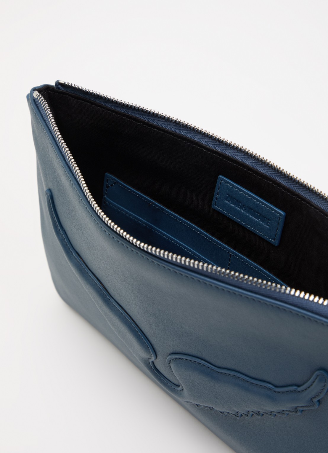 Zadig&Voltaire Angel clutch van leer met logo - detail 2 petrol