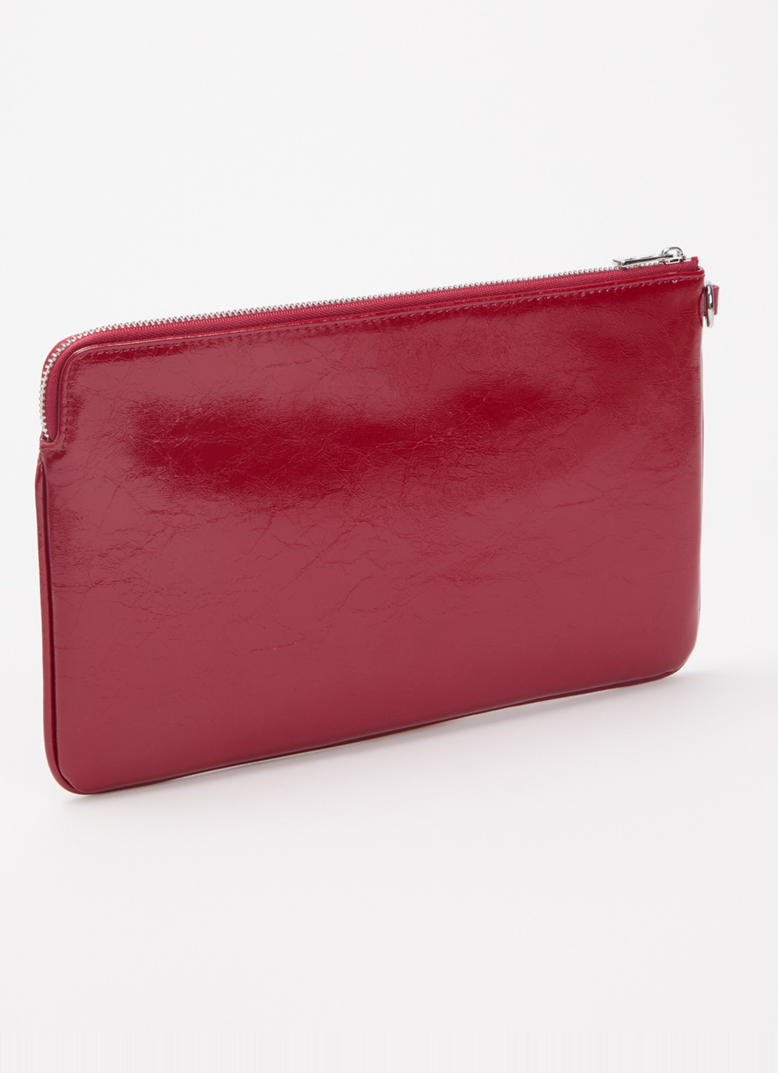 Zadig&Voltaire Angel clutch van leer met logo - achterkant cranberryrood