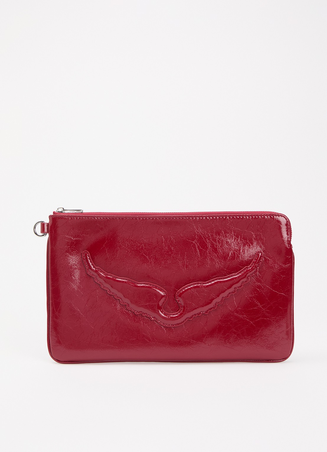 Zadig&Voltaire Angel clutch van leer met logo - voorkant 5 cranberryrood