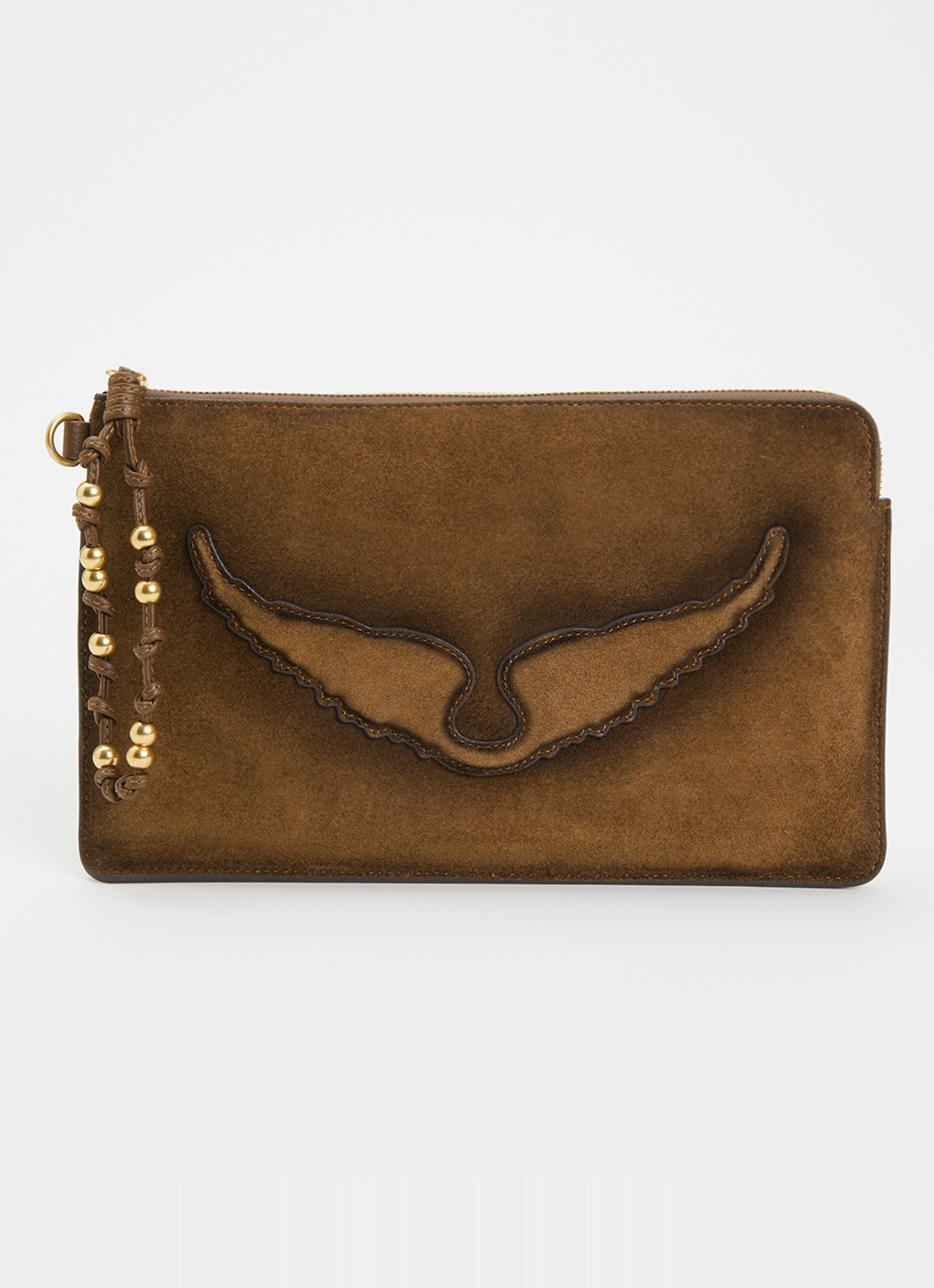Zadig&Voltaire Angel clutch van suède - voorkant cognac