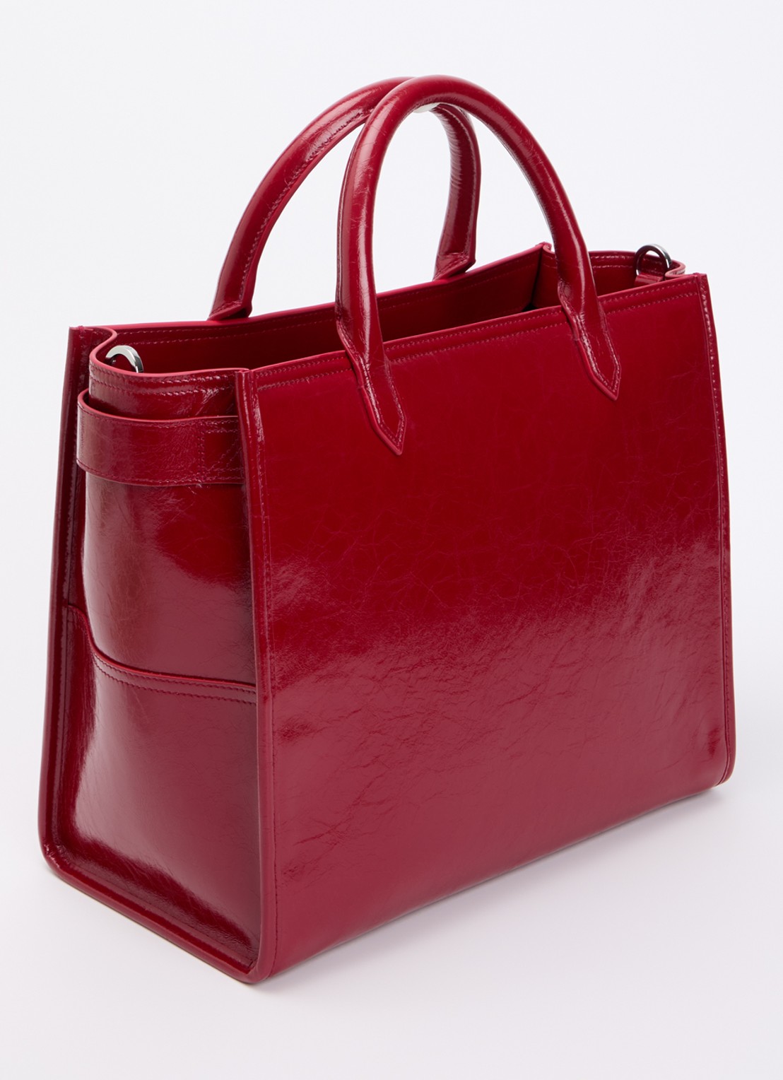 Zadig&Voltaire Angel Tote handtas van lakleer met afneembare schouderriem  - achterkant kersenrood