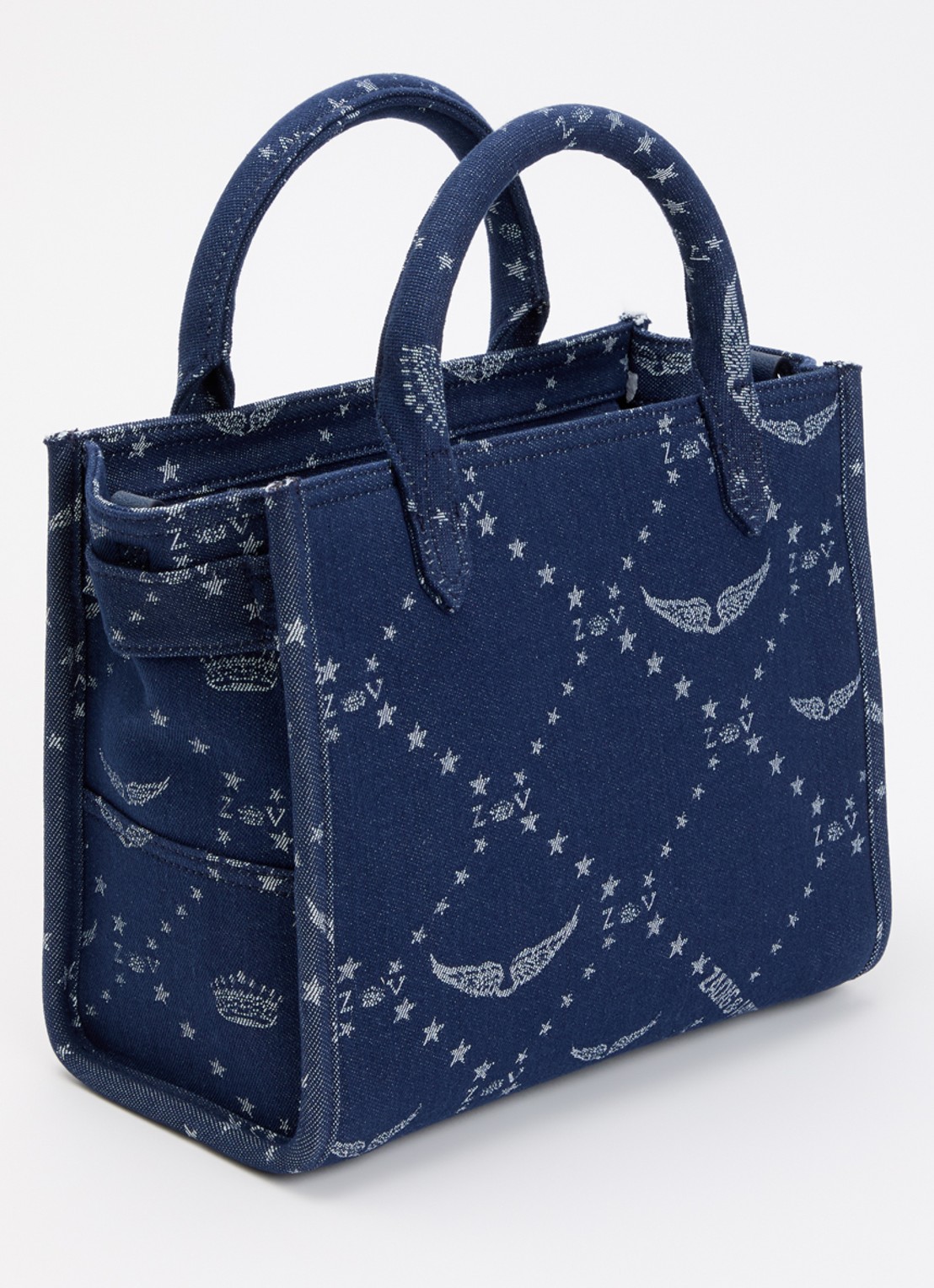 Zadig&Voltaire Angel Tote xs handtas van denim met afneembare schouderriem - achterkant 4 donkerblauw