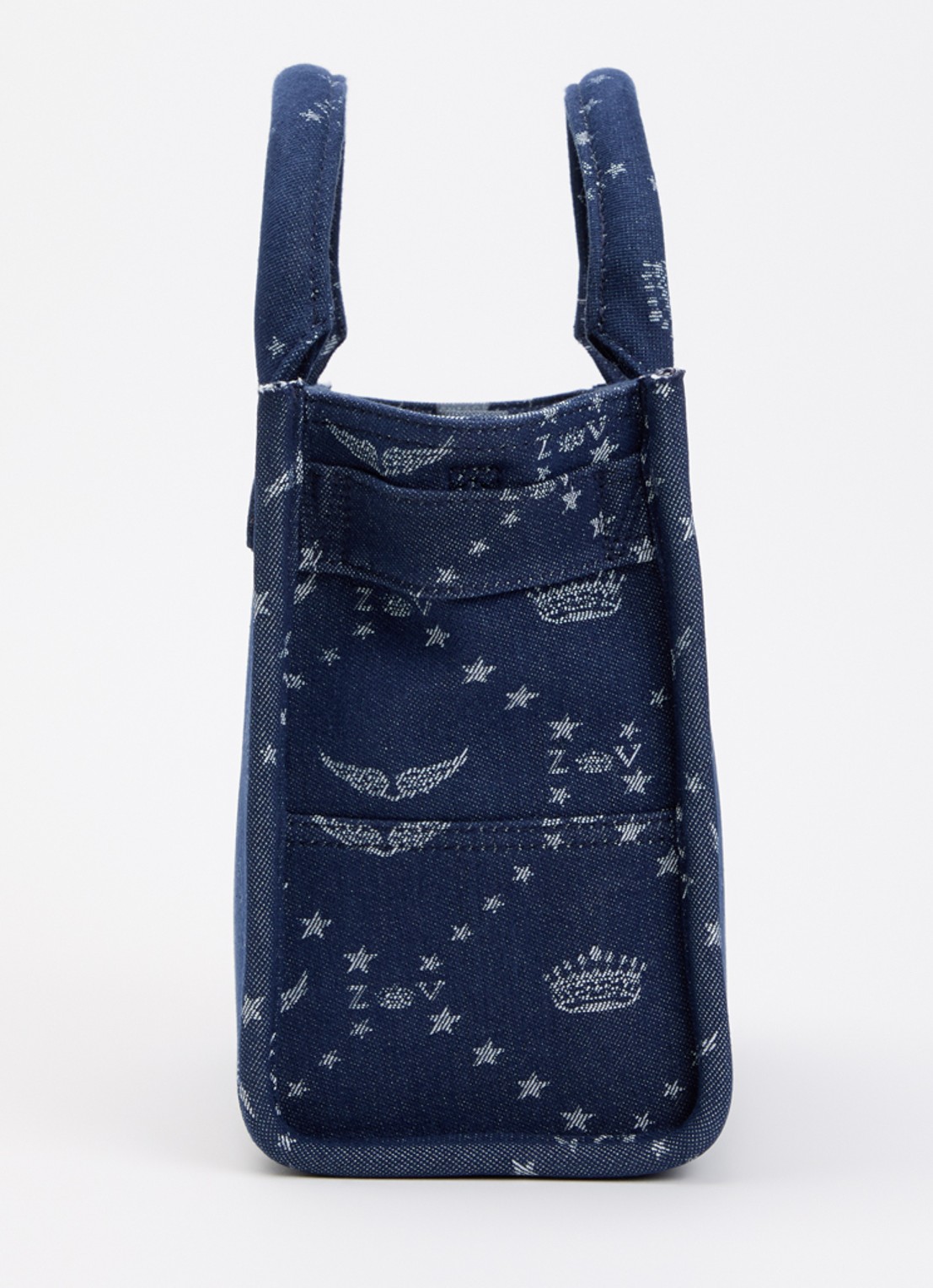 Zadig&Voltaire Angel Tote xs handtas van denim met afneembare schouderriem - detail 2 donkerblauw