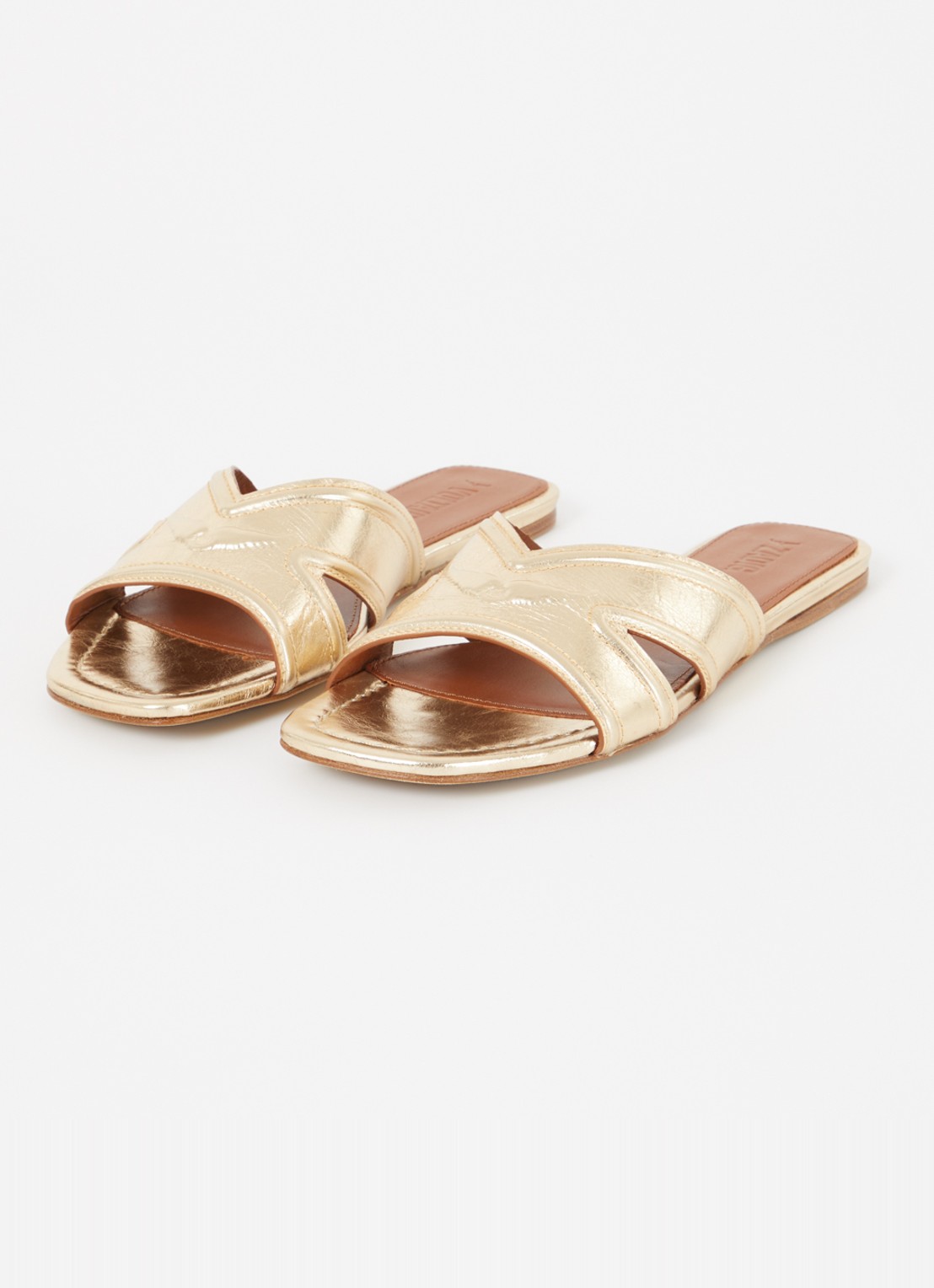 Zadig&Voltaire Azora sandaal van leer met metallic finish - detail goud