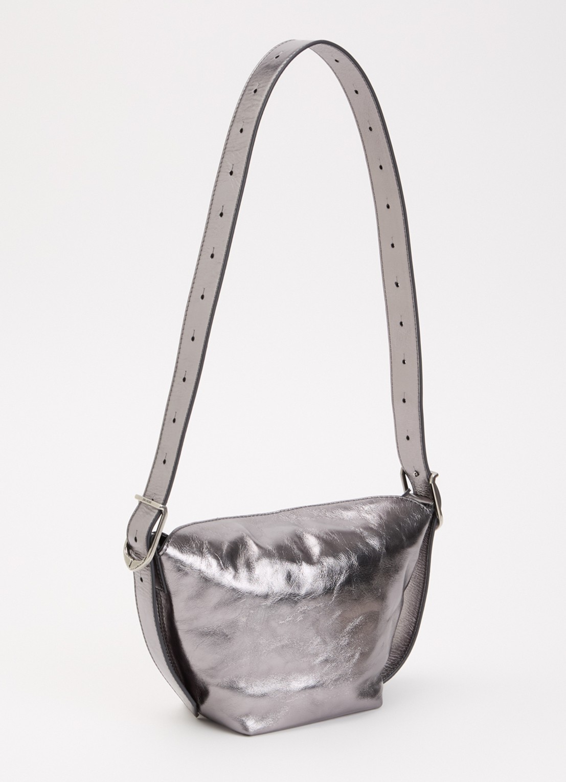 Zadig&Voltaire Baby Jane Vintage schoudertas van leer met metallic finish - achterkant 6 antraciet