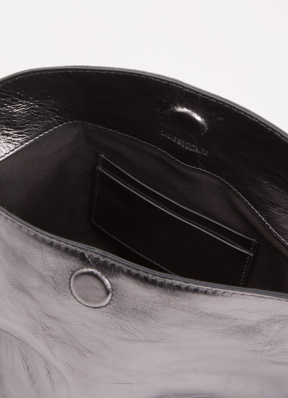 Zadig&Voltaire Baby Jane Vintage schoudertas van leer met metallic finish - detail 3 antraciet