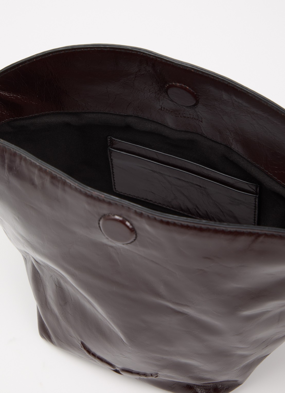 Zadig&Voltaire Baby Jane Vintage schoudertas van leer - detail kastanjebruin