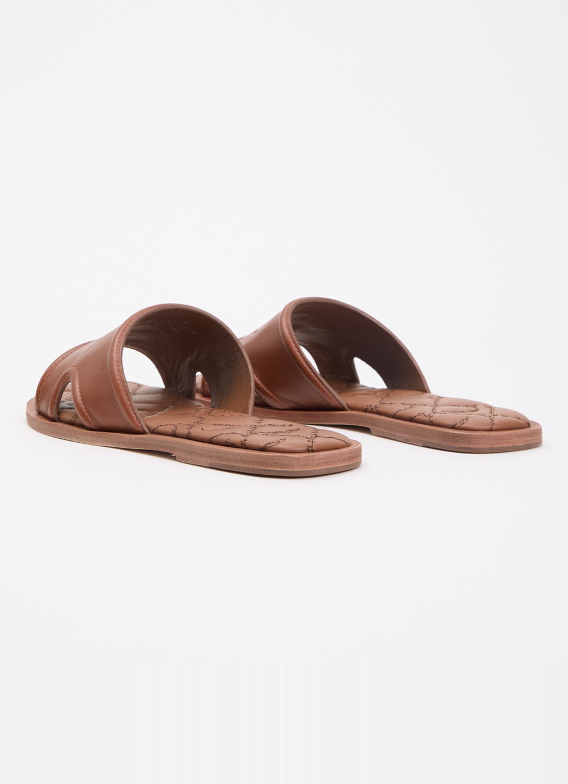 Zadig&Voltaire Beach slipper van leer met logo - achterkant 5 cognac