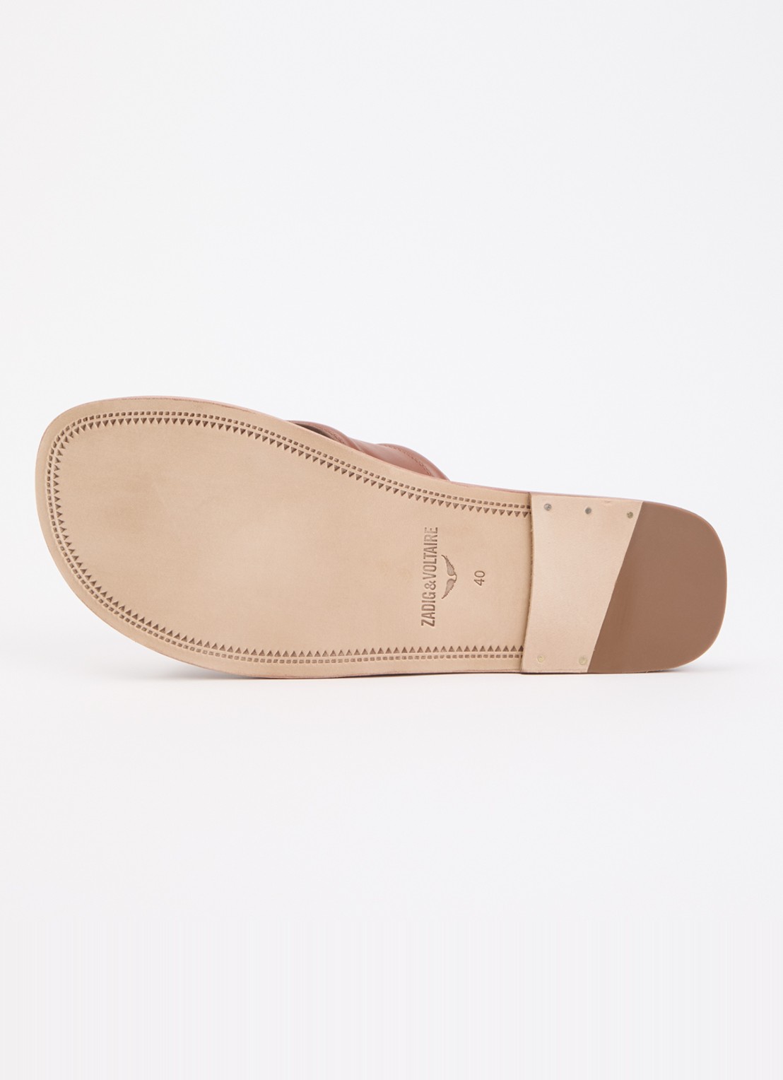 Zadig&Voltaire Beach slipper van leer met logo - detail 4 cognac